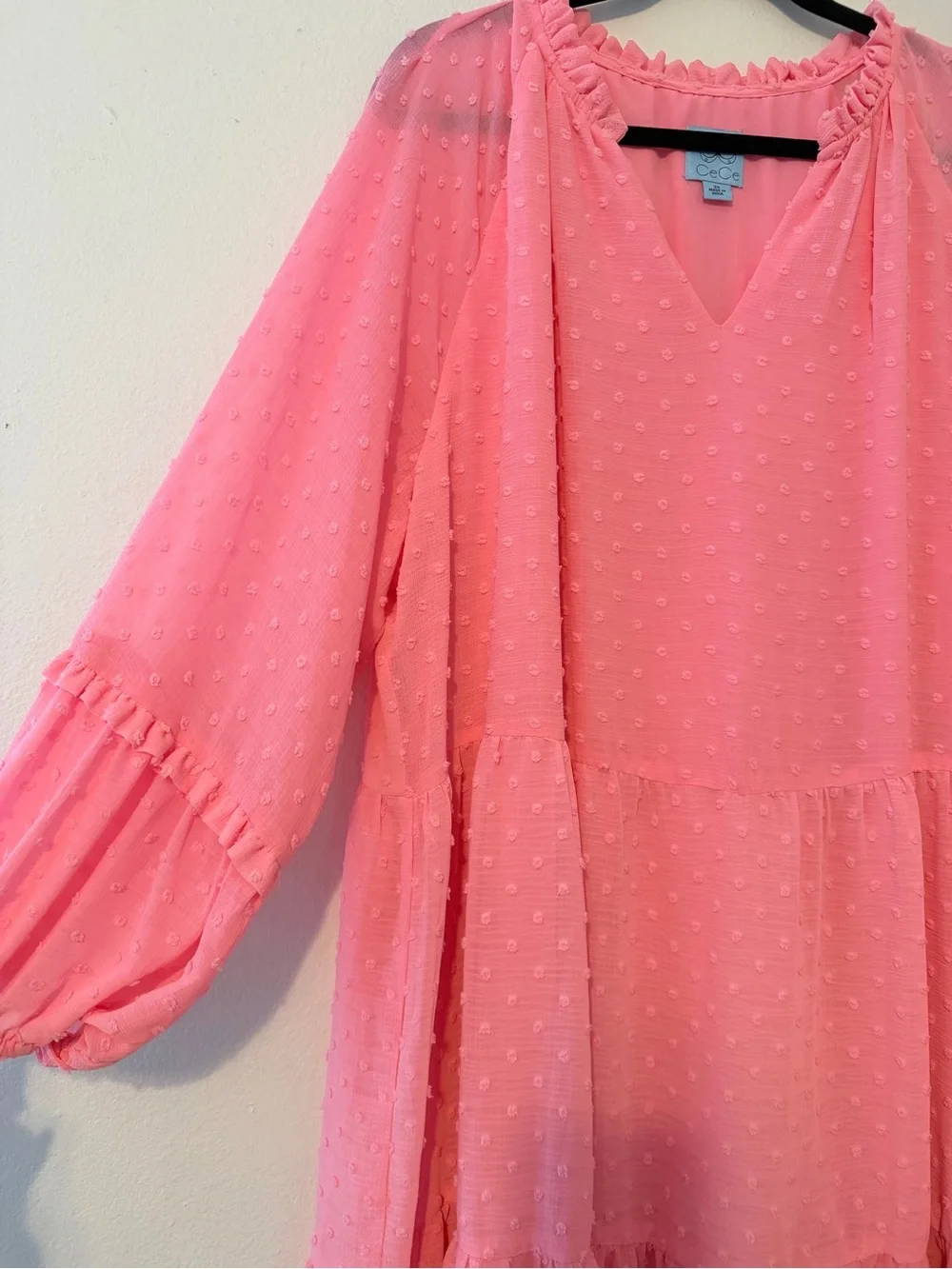 Cece Pink Clip Dot Babydoll Dress 3X - Picture 4 of 4